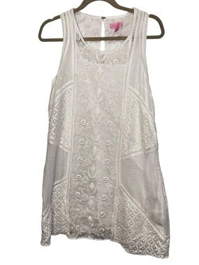 Lilly Pulitzer white broderie anglaise summer sun dress M